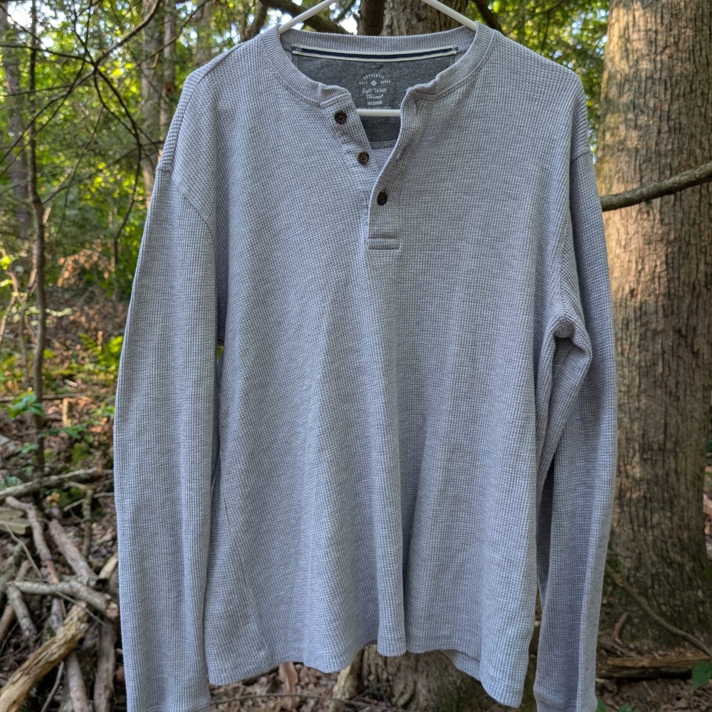 Member's Mark Mens Gray Long Sleeve Henley Shirt